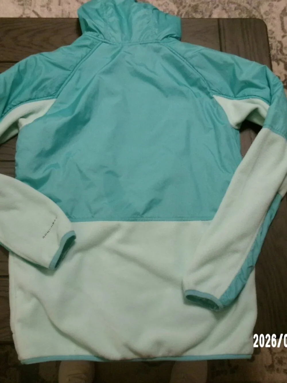 Columbia Jacket Youth XL 18 Mint Green Fleece Full Zip Front Hooded Cold Gear EX